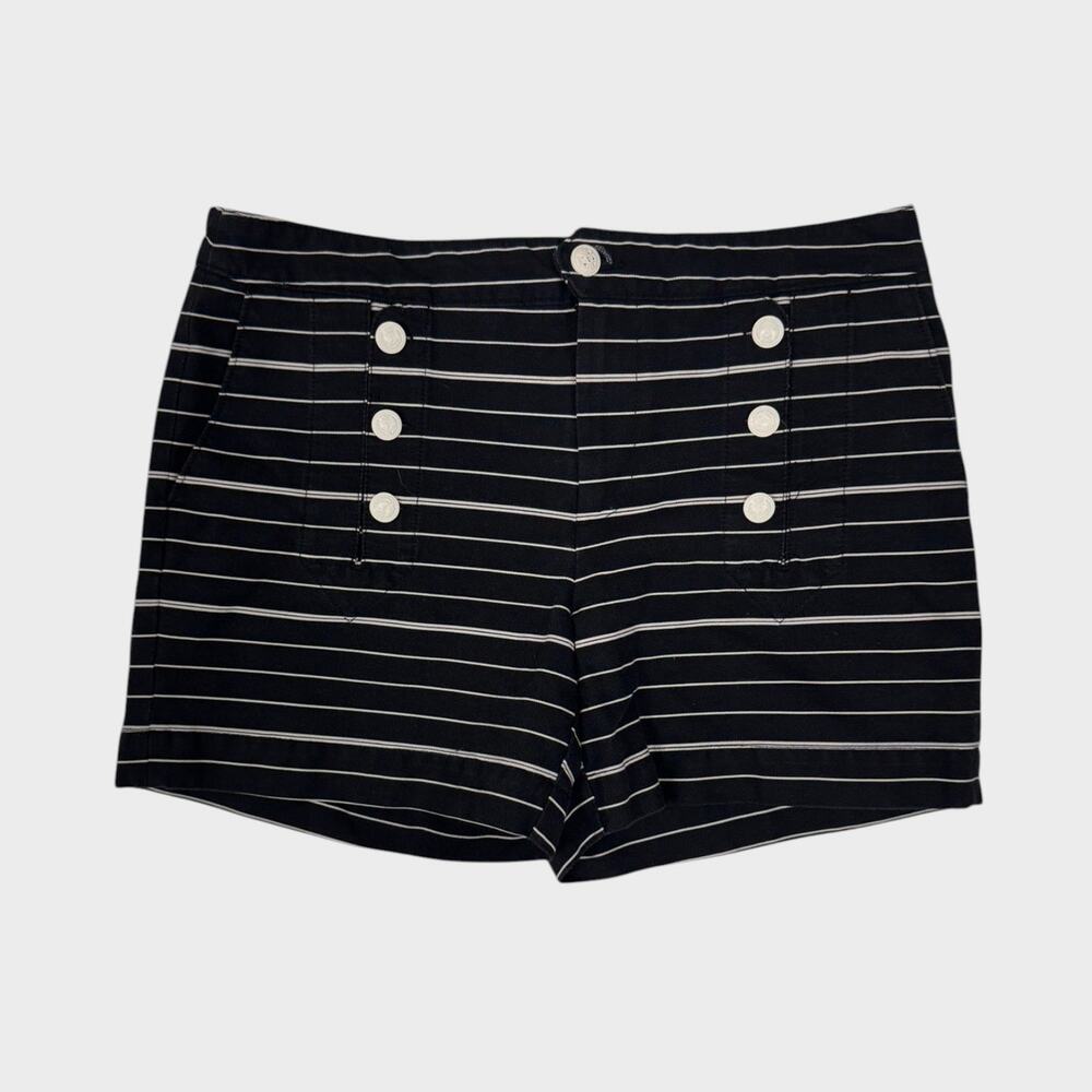 Tommy Hilfiger High Waisted Black White Sailor Shorts Size 12